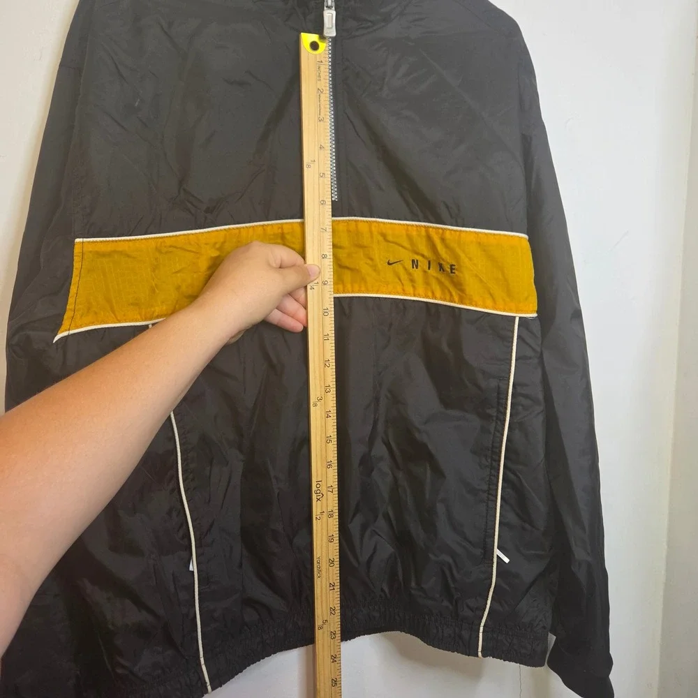 Vintage Nike Windbreaker Mens Medium Black Yellow Half Zip Nylon Jacket F8 SDN
